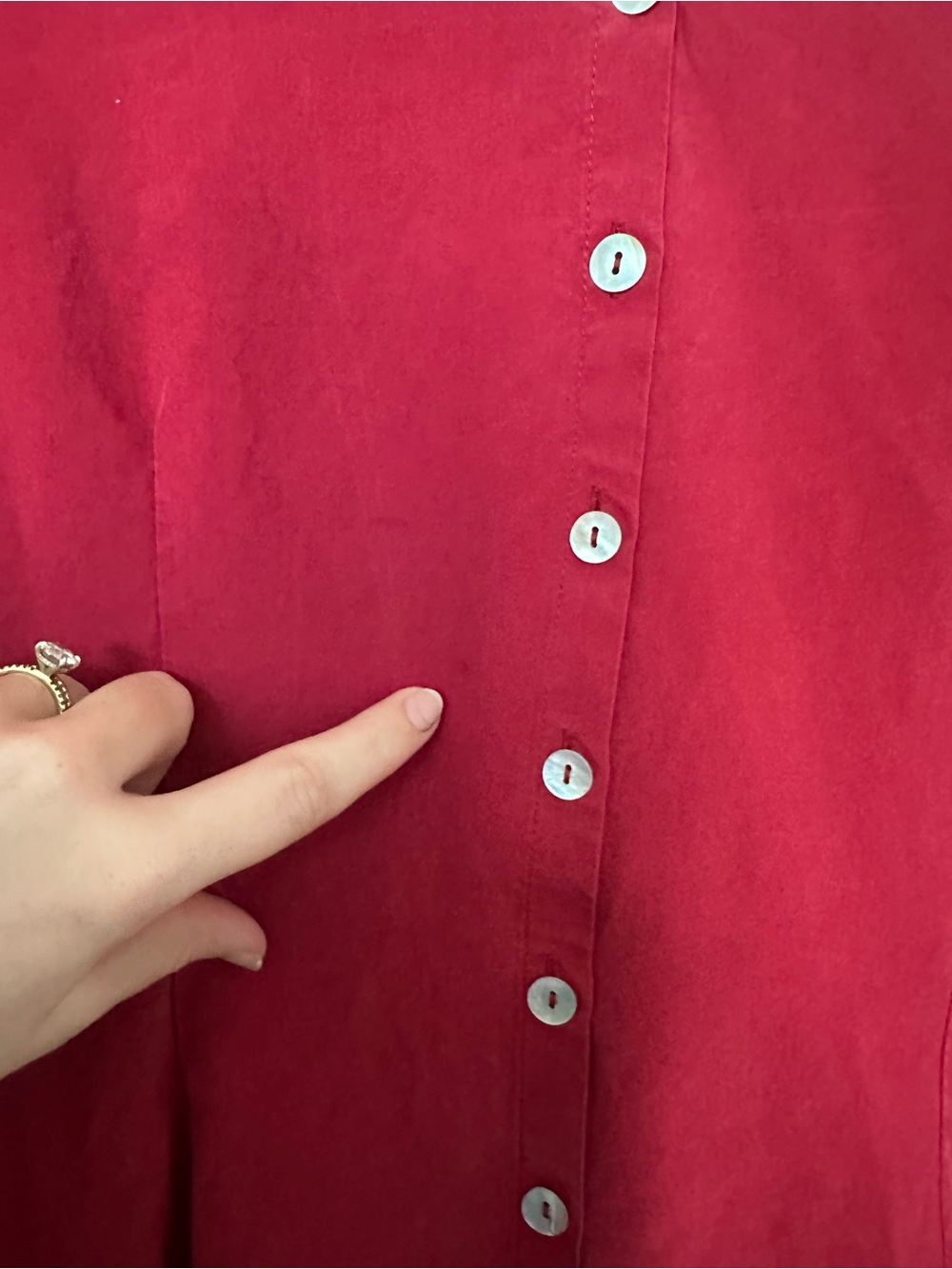 Ann Taylor 100% Silk Red Long-Sleeve Button-Down Blouse - Picture 6 of 10